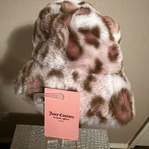 Juicy Couture Pink and Brown Faux Fur Hat KIDS HAT